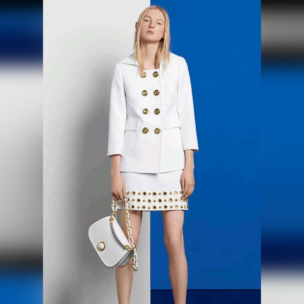 NEW tags Michael Kors COLLECTION RUNWAY skirt with grommets and large beads